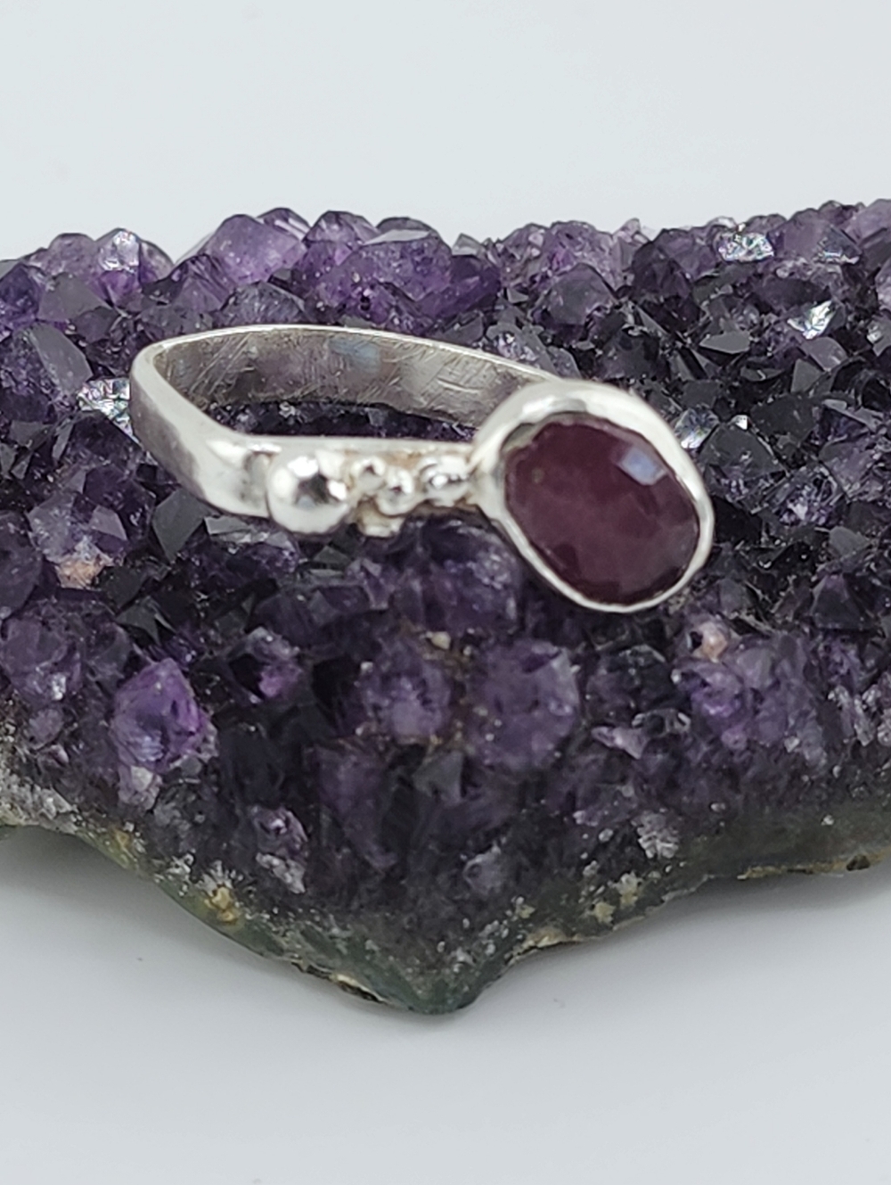 PINK SAPPHIRE BRUTALIST DESING HANDMADE SIZE 8 - Picture 10 of 14
